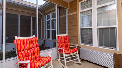 Comfortable rocking chairs on a porch