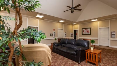 Cozy common area with seating and plants