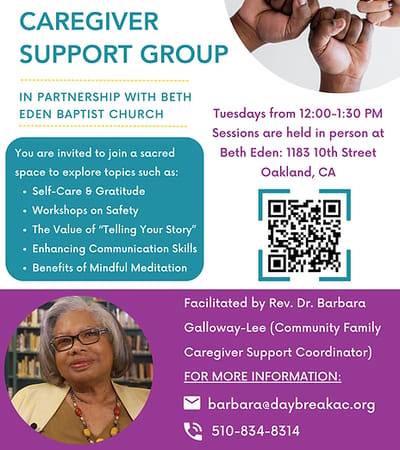 Support group flyer with facilitator details