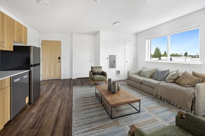 Bright common area with modern furnishings