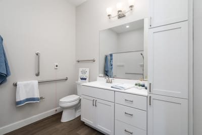 Well-lit bathroom with modern fixtures