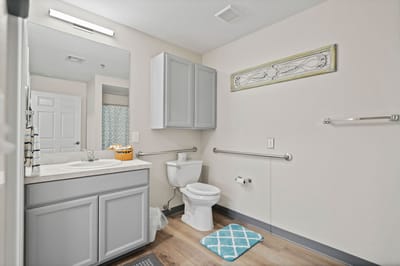 Sundale Senior Living of Huntsville, assisted living in Huntsville, TX — Bright bathroom with modern fixtures and accessibility features
