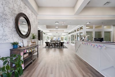Sundale Senior Living of Huntsville, assisted living in Huntsville, TX — Brightly decorated reception area with dining space and decorations