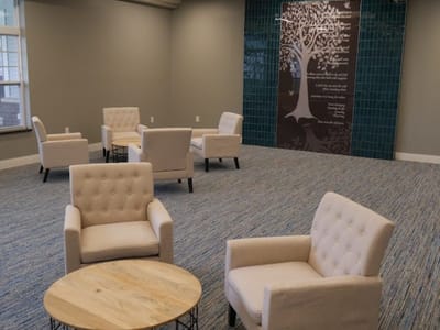 Bright common area with comfortable seating