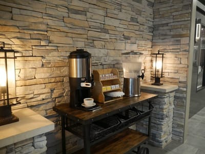 Coffee station in a cozy common area