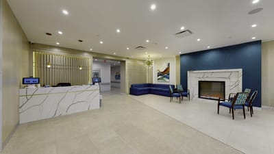 Interior view of the lobby with seating area