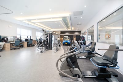 Interior view of a fitness area with exercise equipment