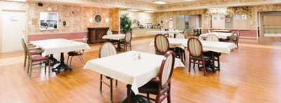 Dining room area with tables and chairs