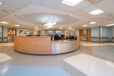 Reception area of a senior care facility