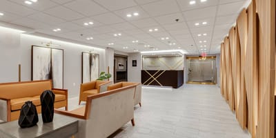 Interior lobby area with seating and decor