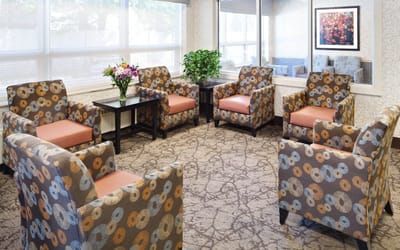 Comfortable seating area in a common room