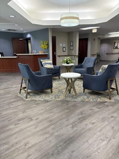 Cozy common area with seating and decor