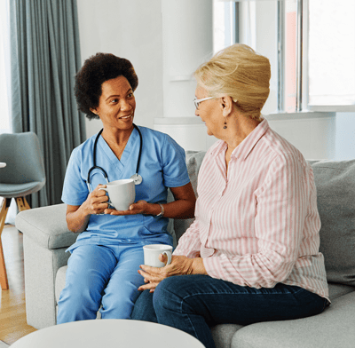 Staff member chatting with a resident