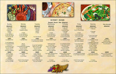 Weekly menu for Sunset Home dining