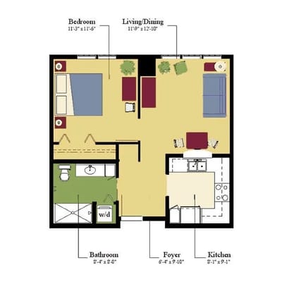Architectural floor plan of a living space.