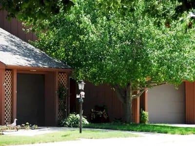 Exterior view of the facility with greenery.
