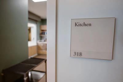 Sign for kitchen area in assistant living facility