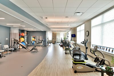 Interior view of a fitness area with equipment