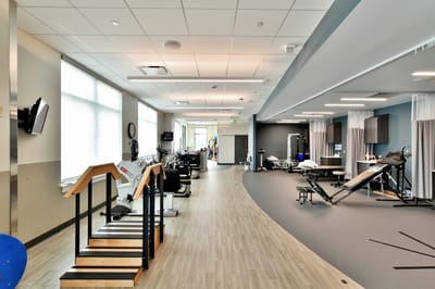 Interior view of a therapy space with equipment