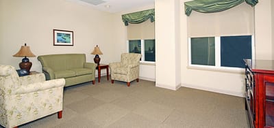 Seating area in a facility lobby or lounge