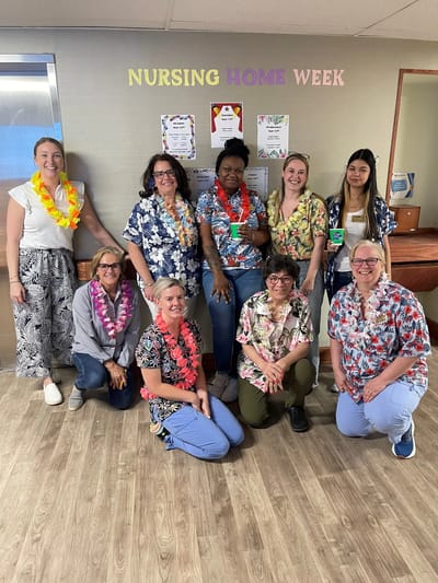 Staff members celebrating during Nursing Home Week