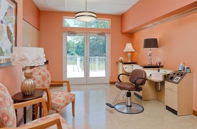 Hair salon area in assisted living facility