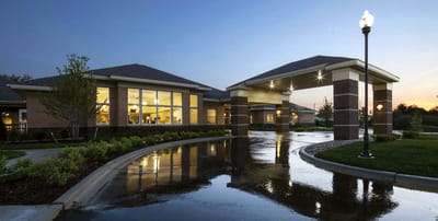Exterior view of WellBridge facility at dusk