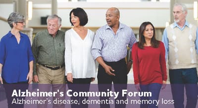 Group of people discussing Alzheimer's awareness