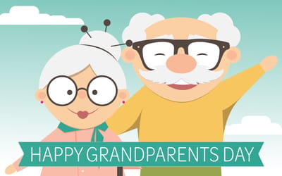 Cartoon grandparents celebrating Grandparents Day