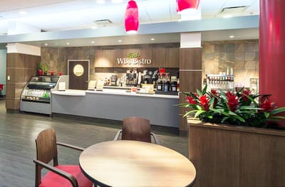 Cozy dining area with bistro coffee station