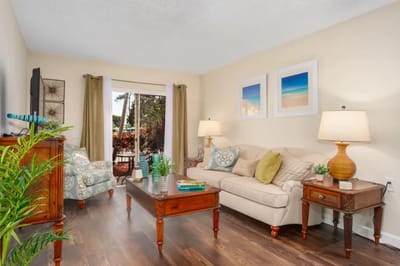Cozy living room with comfortable seating and decor