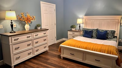 Cozy interior view of a private resident room