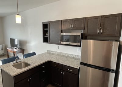 View of a kitchen area in a resident room