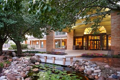 Exterior view of Wexford Place with water features