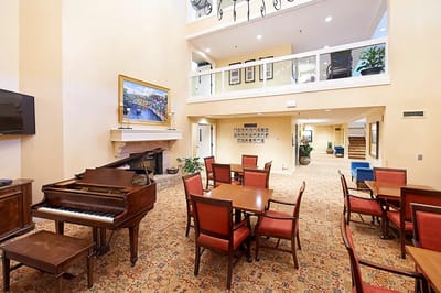 Common area with seating and a piano