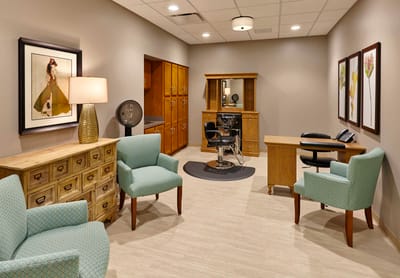 Interior view of a salon area in a senior living facility