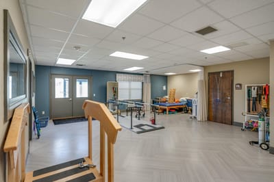 Occupational therapy room with exercise equipment