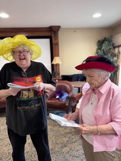 Residents engaged in an activity in a common area.