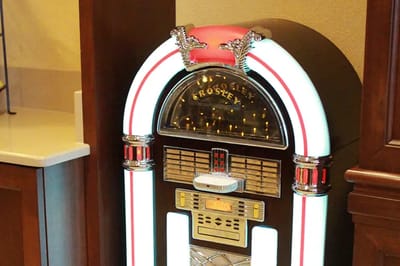 A vintage jukebox in a facility common area