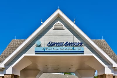 Exterior view of a rehabilitation facility entrance