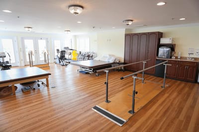 Interior view of a fitness activity room with exercise equipment