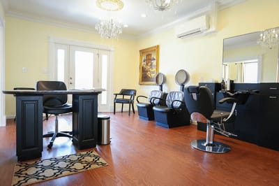Interior view of a hair salon within a senior living facility
