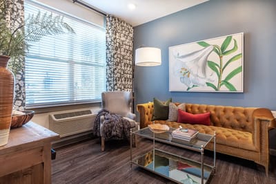 Cozy common area with a mix of seating and decor