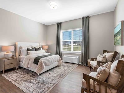 Bright and cozy private resident room with a window view
