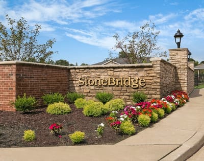 Entrance sign at Stonebridge facility with landscaping