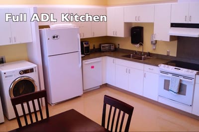 Interior view of a kitchen in a senior care facility