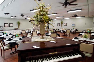 Interior view of a dining room with decor
