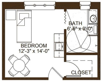 Architectural floor plan of a residential unit
