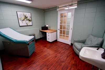 Interior view of a resident room with medical equipment
