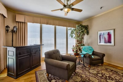 Cozy interior lounge area with seating and decor